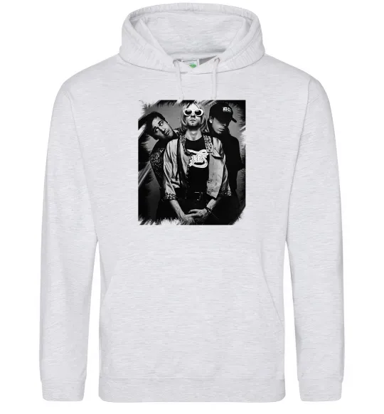 Чоловіча толстовка (худі) Nirvana band photo Сірий меланж фото