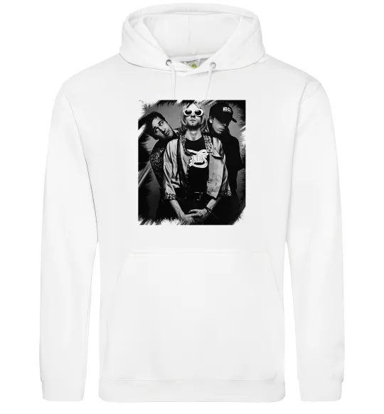 Жіноча толстовка (худі) Nirvana band photo Білий фото