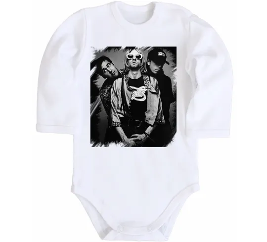 Дитячий бодік Nirvana band photo Білий фото