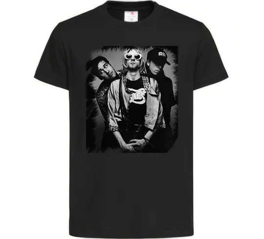 Детская футболка Nirvana band photo Черный фото