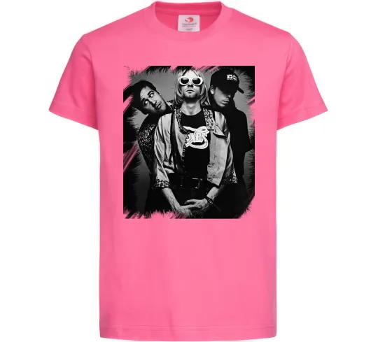 Детская футболка Nirvana band photo Ярко-розовый фото