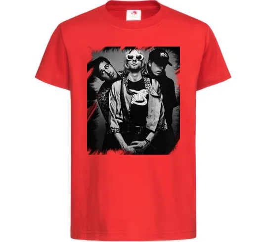 Детская футболка Nirvana band photo Красный фото