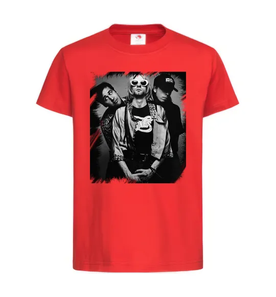 Детская футболка Nirvana band photo Красный фото