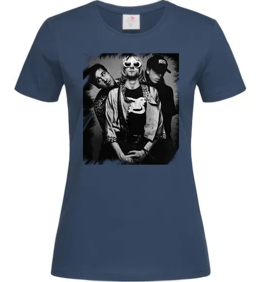 Женская футболка Nirvana band photo Темно-синий фото