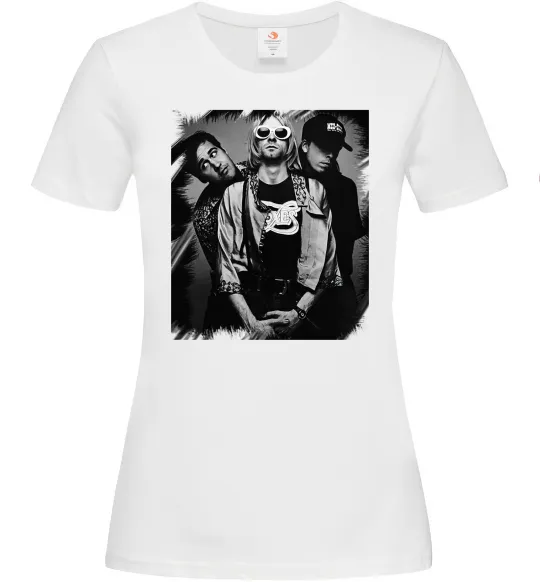 Женская футболка Nirvana band photo Белый фото