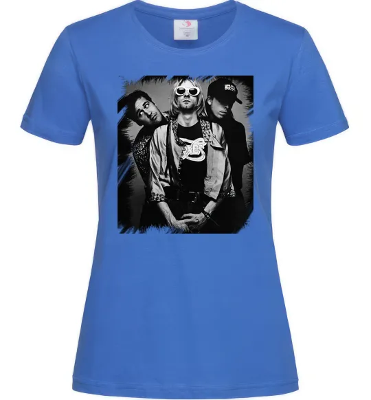 Женская футболка Nirvana band photo Ярко-синий фото