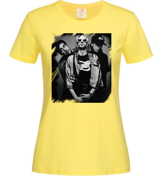 Женская футболка Nirvana band photo Лимонный фото