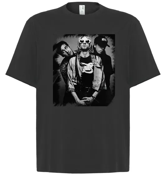 Футболка Оверсайз Nirvana band photo Чорний фото