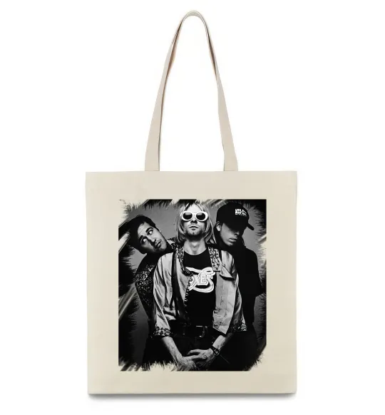 Еко-сумка Nirvana band photo Бежевий фото