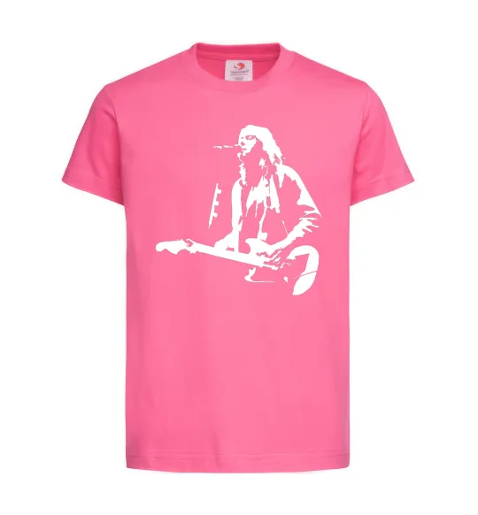 Детская футболка Kurt Cobain guitar Ярко-розовый фото