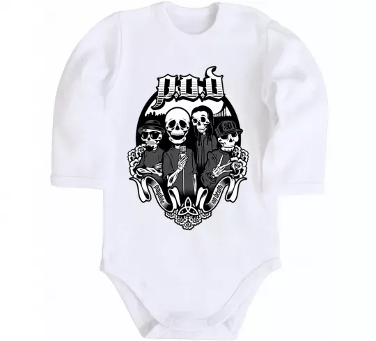 Детский боди POD skeletons Белый фото
