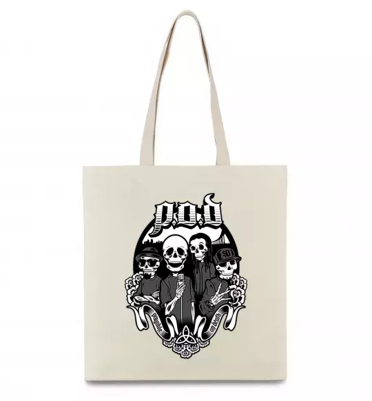 Эко-сумка POD skeletons Бежевый фото
