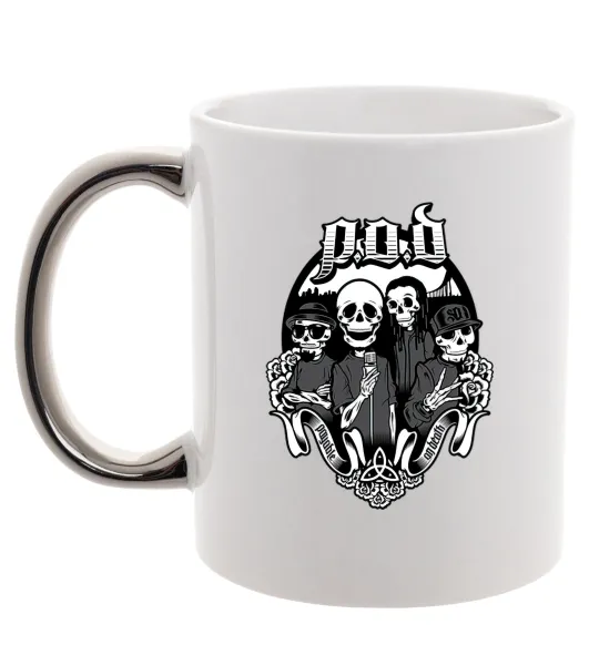 Чашка з кольоровою ручкою POD skeletons Срібло фото