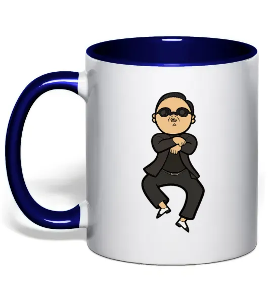 Чашка с цветной ручкой Gangnam Psy Глубокий темно-синий фото