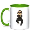 Чашка с цветной ручкой Gangnam Psy Лаймовый фото