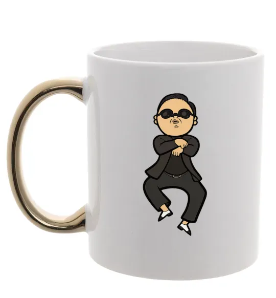 Чашка с цветной ручкой Gangnam Psy Золото фото