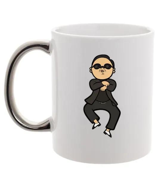 Чашка с цветной ручкой Gangnam Psy Серебро фото