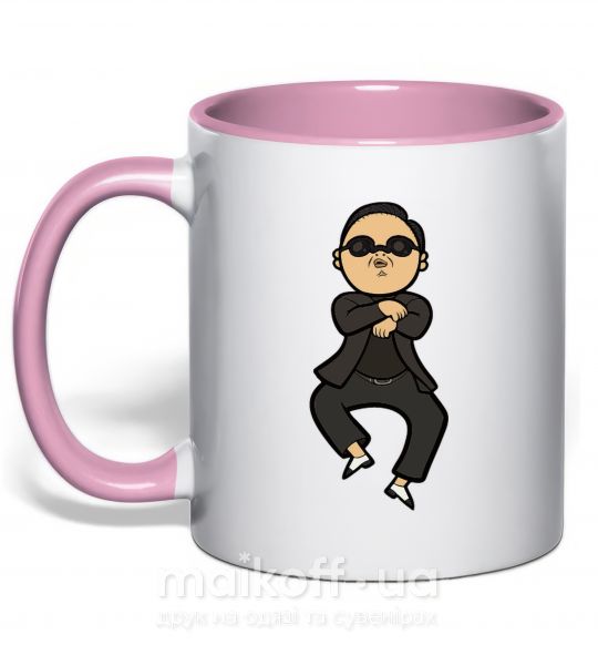 Чашка з кольоровою ручкою Gangnam Psy Ніжно рожевий фото
