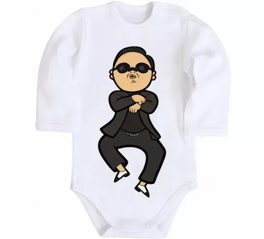 Детский боди Gangnam Psy Белый фото