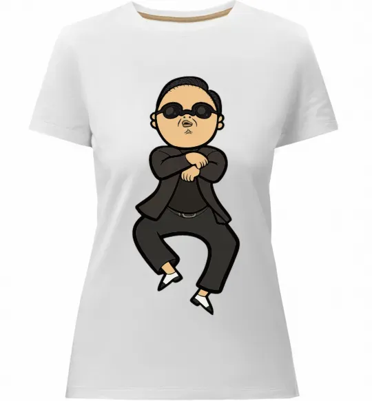 Женская премиум футболка Gangnam Psy Белый фото