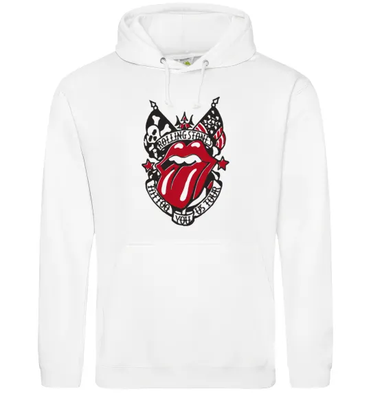 Чоловіча толстовка (худі) Rolling stones tattoo Білий фото