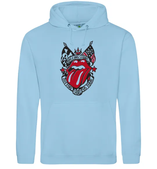Чоловіча толстовка (худі) Rolling stones tattoo Блакитний фото