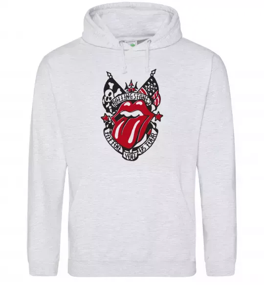 Женская толстовка (худи) Rolling stones tattoo Серый меланж фото
