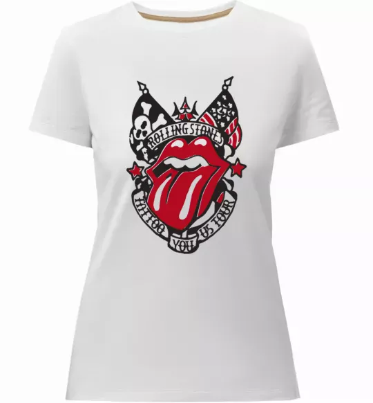 Женская премиум футболка Rolling stones tattoo Белый фото