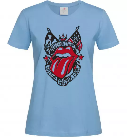 Жіноча футболка Rolling stones tattoo Блакитний фото