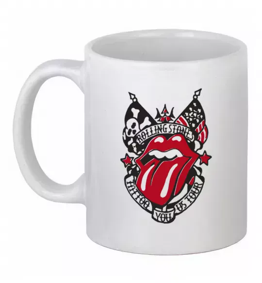 Чашка керамічна Rolling stones tattoo Білий фото