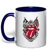 Чашка с цветной ручкой Rolling stones tattoo Глубокий темно-синий Чашка с цветной ручкой Rolling stones tattoo Глубокий темно-синий фото