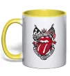 Чашка з кольоровою ручкою Rolling stones tattoo Лимонний Чашка з кольоровою ручкою Rolling stones tattoo Лимонний фото