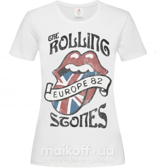 Женская футболка Rolling stones europe 82 Белый фото