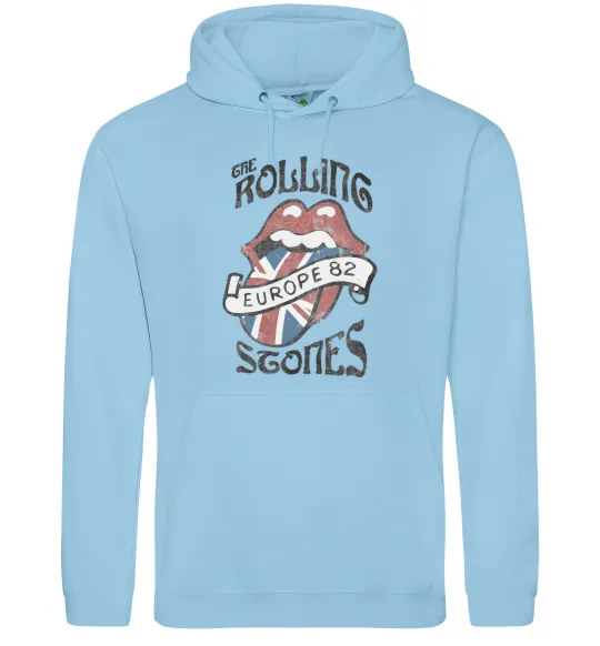Мужская толстовка (худи) Rolling stones europe 82 Голубой фото