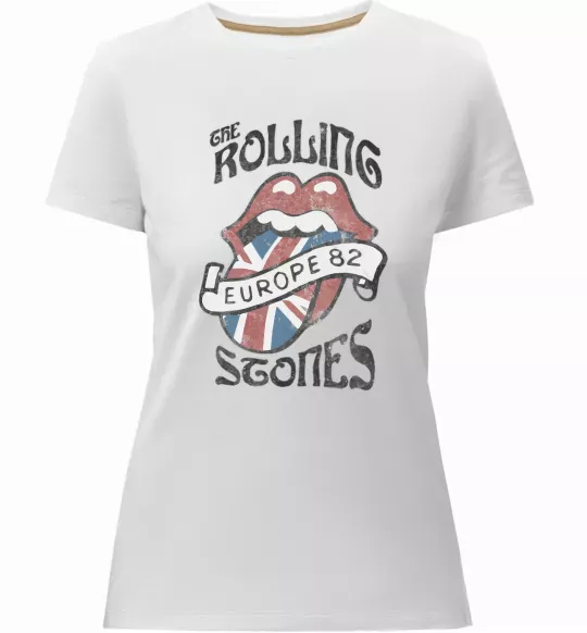 Жіноча преміум футболка Rolling stones europe 82 Білий фото