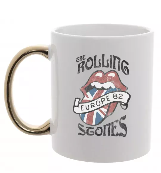 Чашка с цветной ручкой Rolling stones europe 82 Золото фото