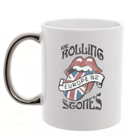 Чашка с цветной ручкой Rolling stones europe 82 Серебро фото