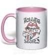 Чашка з кольоровою ручкою Rolling stones europe 82 Ніжно рожевий фото