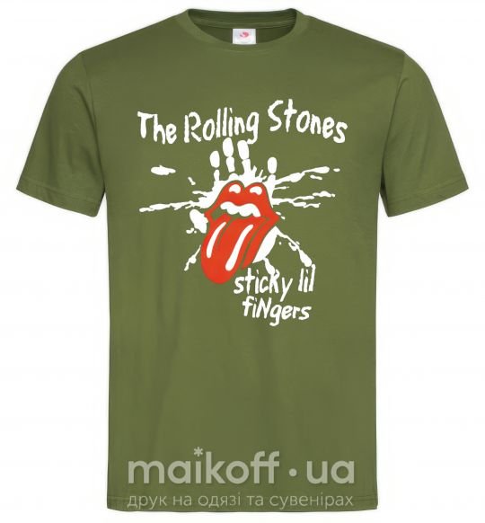 Мужская футболка The Rolling Stones sticky fingers Оливковый фото