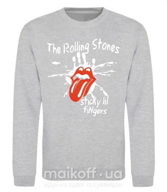 Свитшот The Rolling Stones sticky fingers Серый меланж фото