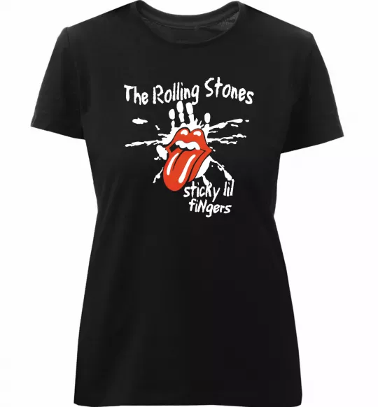 Женская премиум футболка The Rolling Stones sticky fingers Черный фото