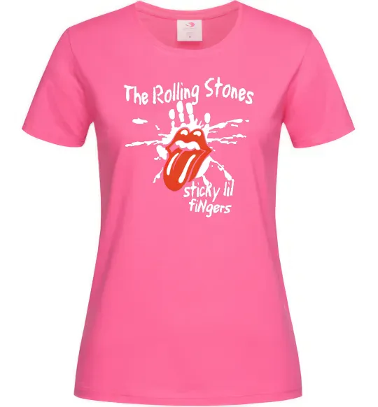 Жіноча футболка The Rolling Stones sticky fingers Яскраво-рожевий фото