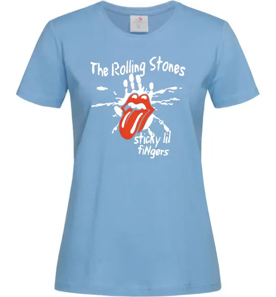 Жіноча футболка The Rolling Stones sticky fingers Блакитний фото