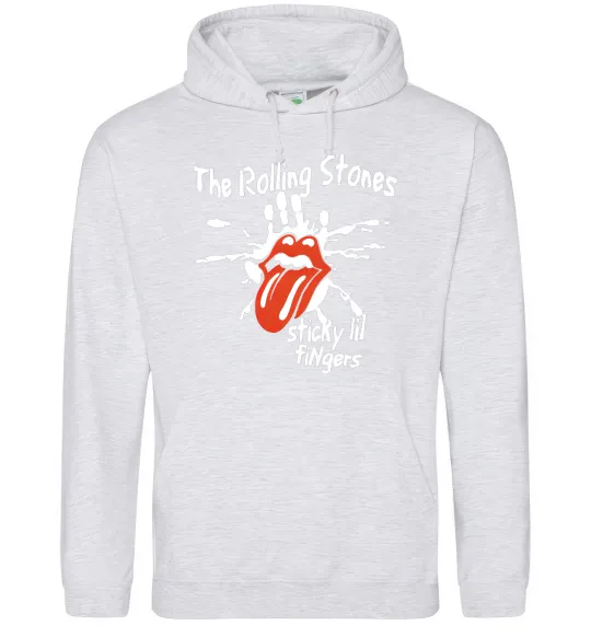 Женская толстовка (худи) The Rolling Stones sticky fingers Серый меланж фото
