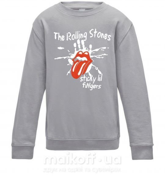 Дитячий світшот The Rolling Stones sticky fingers Сірий меланж фото