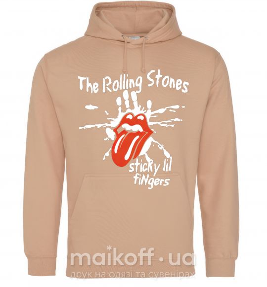 Мужская толстовка (худи) The Rolling Stones sticky fingers Песочный фото