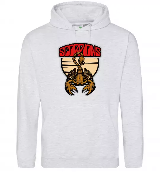 Мужская толстовка (худи) Scorpions gold Серый меланж фото