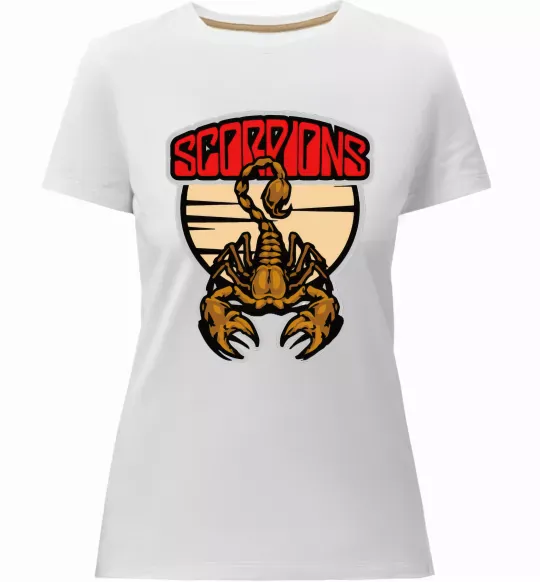 Женская премиум футболка Scorpions gold Белый фото