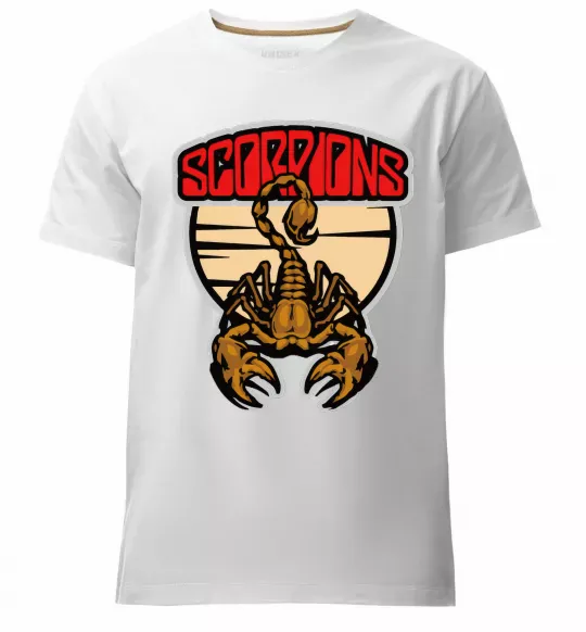 Мужская премиум футболка Scorpions gold Белый фото