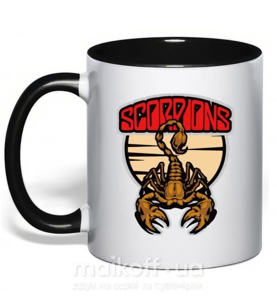 Чашка з кольоровою ручкою Scorpions gold Чорний фото